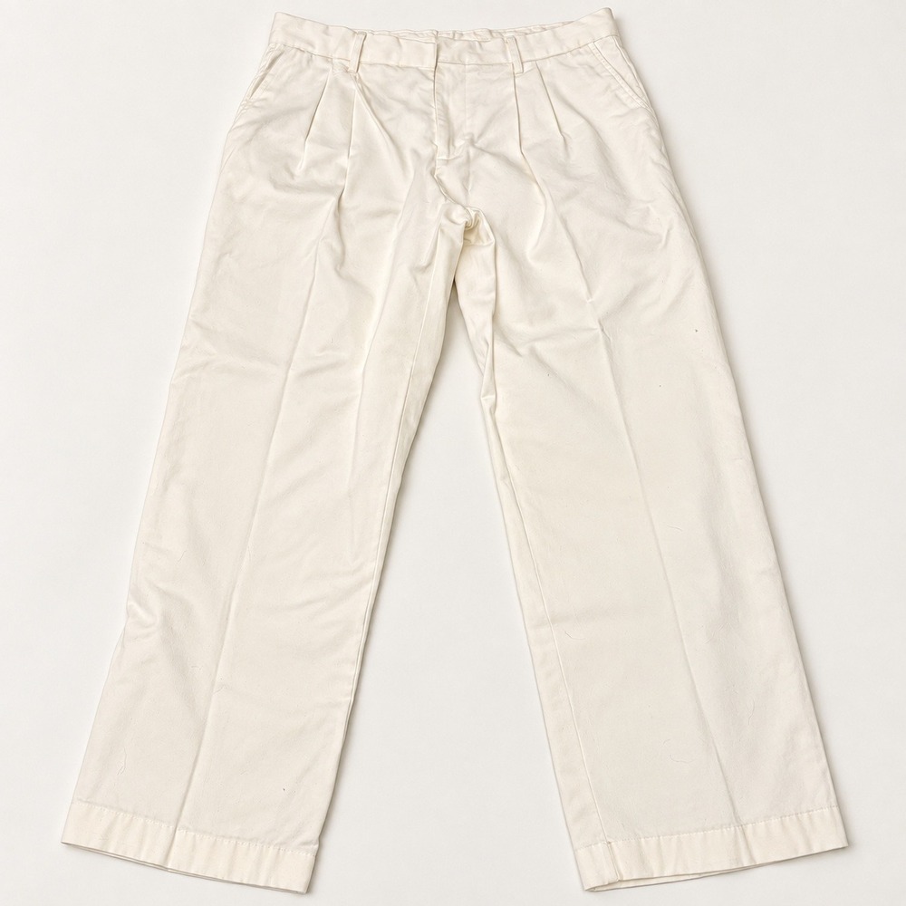 Zara Aaron Levine Mens 32 Oyster White Pleated Chino Pants 100% Cotton NWT